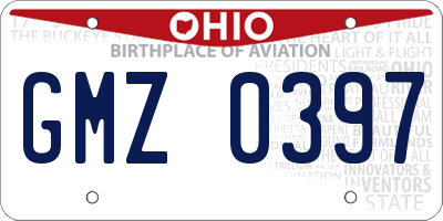 OH license plate GMZ0397