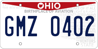 OH license plate GMZ0402
