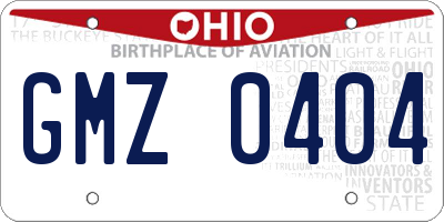 OH license plate GMZ0404