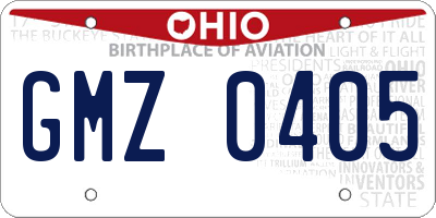 OH license plate GMZ0405