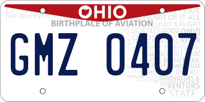 OH license plate GMZ0407