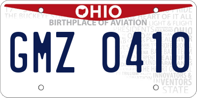 OH license plate GMZ0410