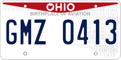 OH license plate GMZ0413