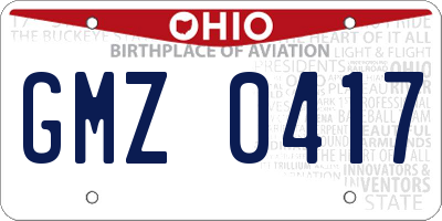 OH license plate GMZ0417