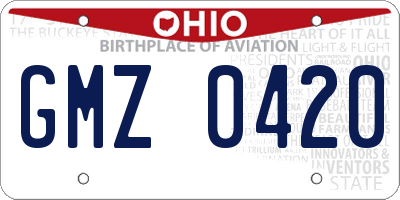 OH license plate GMZ0420