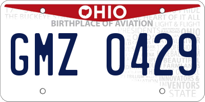 OH license plate GMZ0429