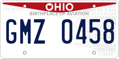 OH license plate GMZ0458