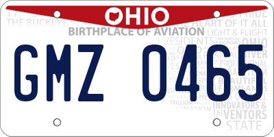 OH license plate GMZ0465