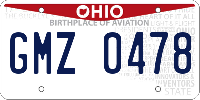 OH license plate GMZ0478