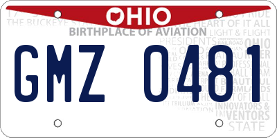OH license plate GMZ0481