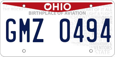 OH license plate GMZ0494