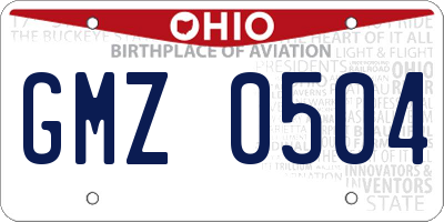 OH license plate GMZ0504