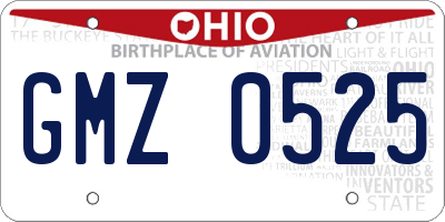 OH license plate GMZ0525