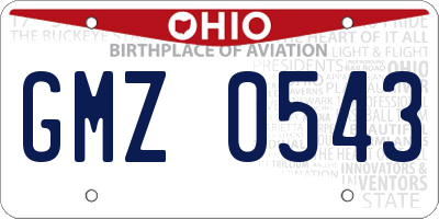 OH license plate GMZ0543