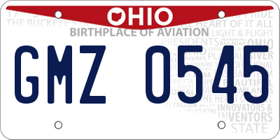 OH license plate GMZ0545