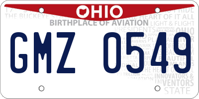 OH license plate GMZ0549