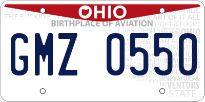 OH license plate GMZ0550