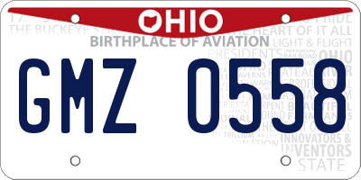 OH license plate GMZ0558