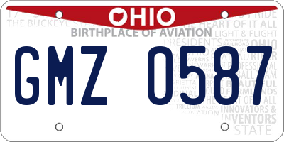 OH license plate GMZ0587