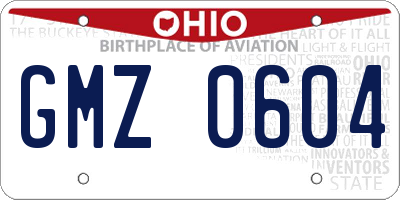 OH license plate GMZ0604