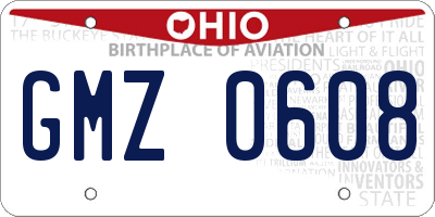 OH license plate GMZ0608