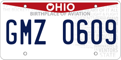 OH license plate GMZ0609