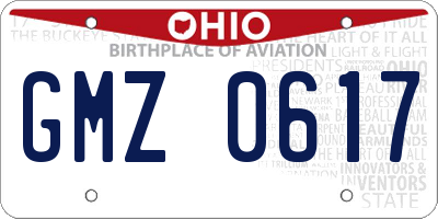 OH license plate GMZ0617