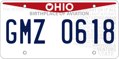 OH license plate GMZ0618