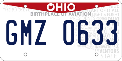 OH license plate GMZ0633