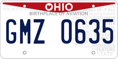 OH license plate GMZ0635