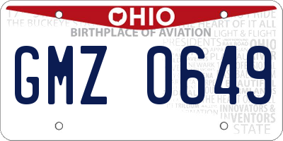 OH license plate GMZ0649