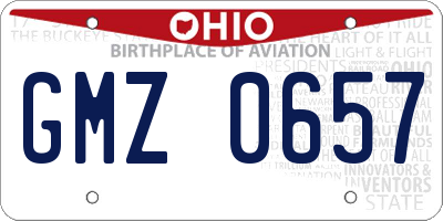OH license plate GMZ0657