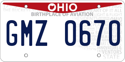 OH license plate GMZ0670