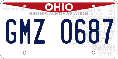 OH license plate GMZ0687