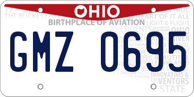 OH license plate GMZ0695