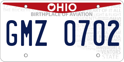 OH license plate GMZ0702