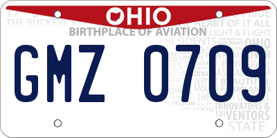 OH license plate GMZ0709