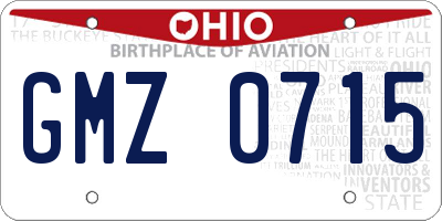 OH license plate GMZ0715