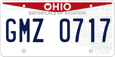 OH license plate GMZ0717