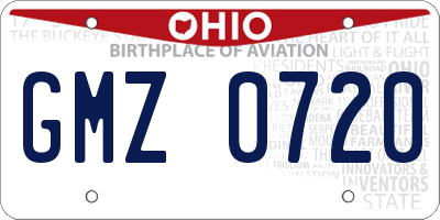 OH license plate GMZ0720
