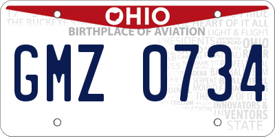OH license plate GMZ0734