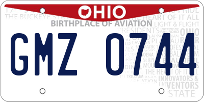 OH license plate GMZ0744