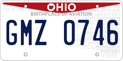 OH license plate GMZ0746