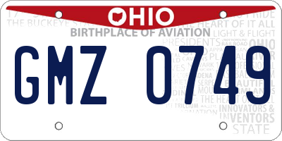 OH license plate GMZ0749
