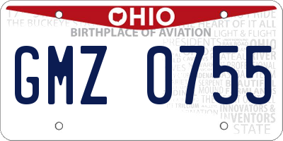 OH license plate GMZ0755