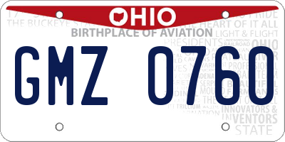 OH license plate GMZ0760