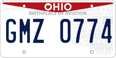 OH license plate GMZ0774