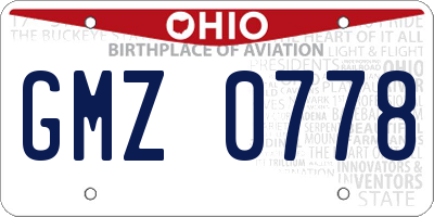 OH license plate GMZ0778