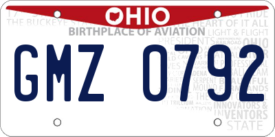 OH license plate GMZ0792