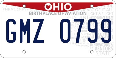 OH license plate GMZ0799